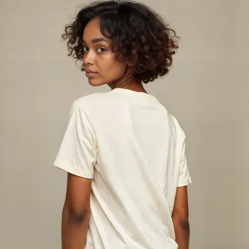 Mockup of T-Shirt in Soft Beige with Warm Background Colors