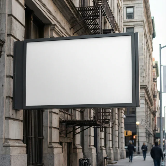 Urban Billboard Mockup in Historic Street Scene