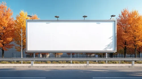 Autumn Scene Mockup with Empty Billboard