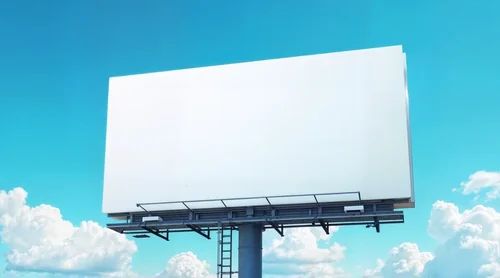 Mockup of a Bright Billboard Against Blue Sky