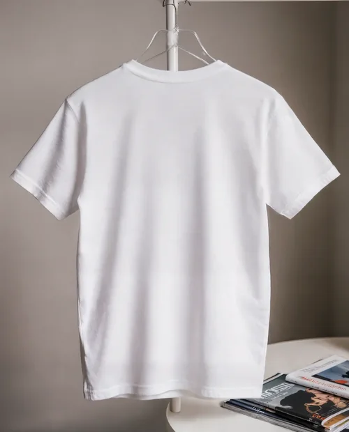 Mockup of a Simple T-Shirt on a Transparent Hanger