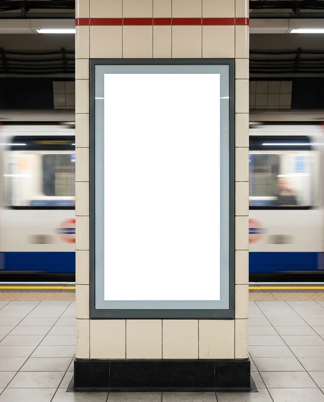 Modern Subway Station Billboard Mockup with Dynamic Train