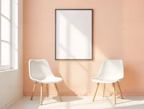 Serene Mockup Poster with Soft Peach Background Colors