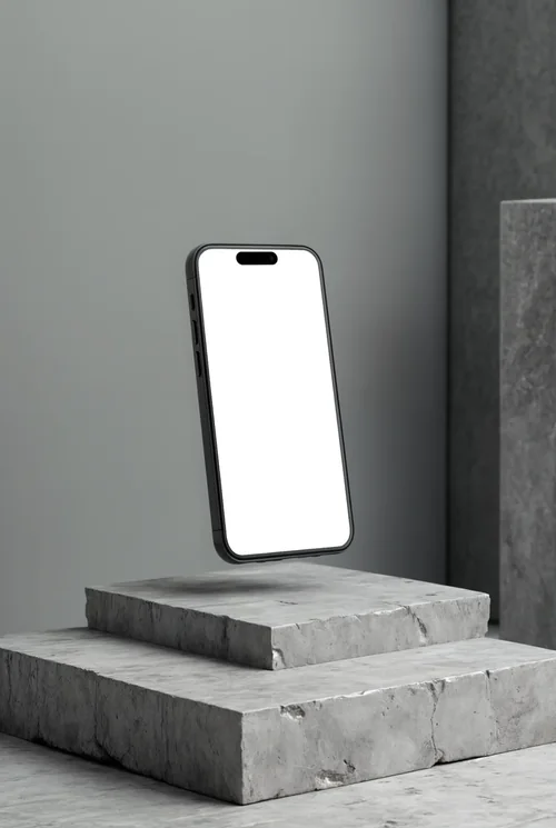 Sleek iPhone 16 Pro Max Mockup Over Gray Concrete Surface