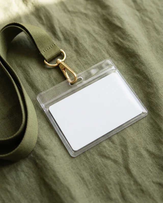 Elegant Mockup of ID Card in Olive Green Fabric Setting