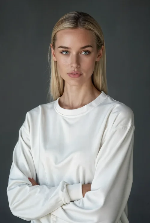 Mockup of a Confident Young Woman in a Sweatshirt
