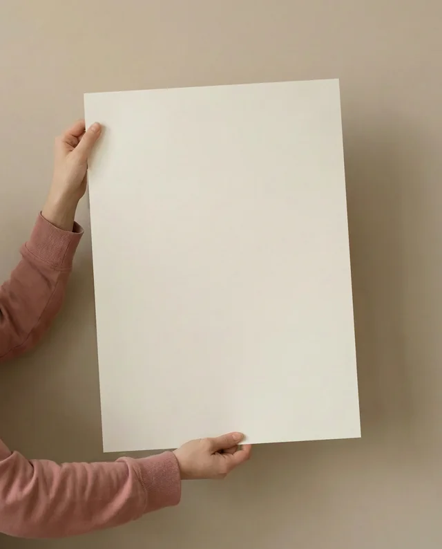 Creative Mockup Poster with Hands Holding Blank Paper