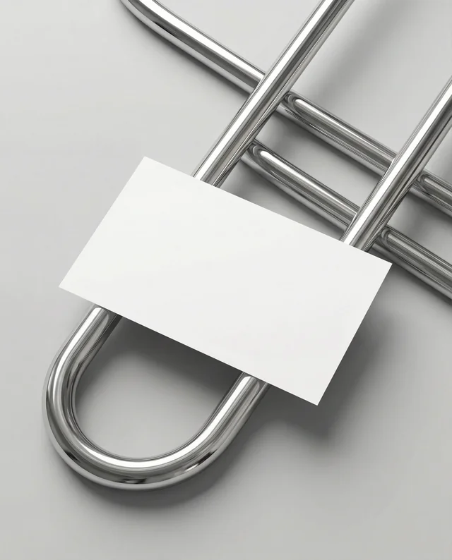 Elegant Business Card Mockup with Shiny Silver Paperclip