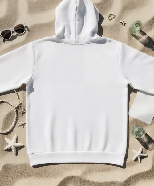 Stylish Hoodie Mockup on Sandy Beach for Summer Vibes