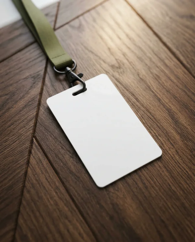 Minimalist Mockup of a White ID Card on Wood Surface