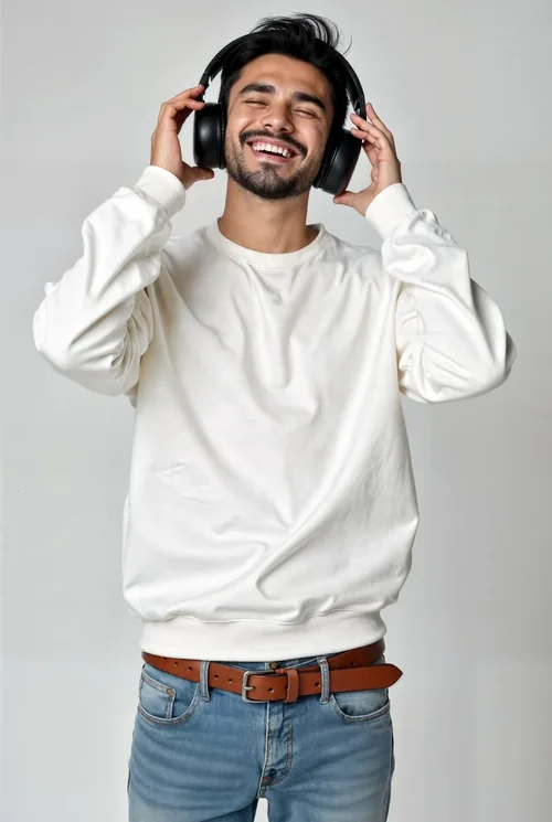 Mockup of a Joyful Young Man in a Sweatshirt