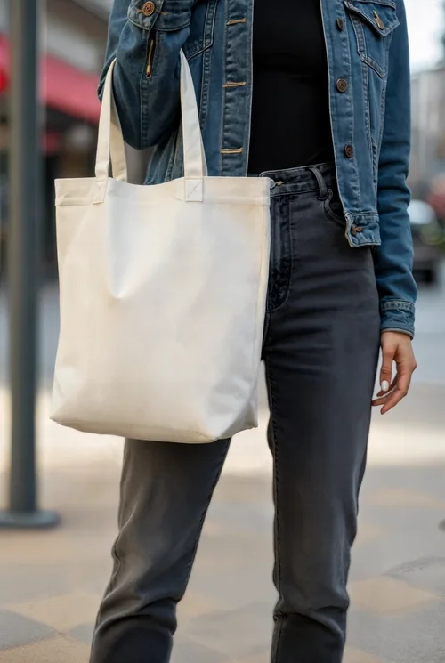 Stylish Mockup of a Tote Bag in Urban Setting
