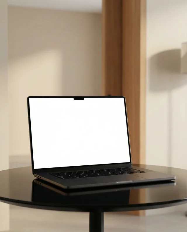 Modern Mockup of MacBook in Minimalist Workspace