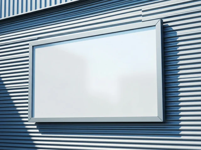 Modern Billboard Mockup on Textured Metal Wall