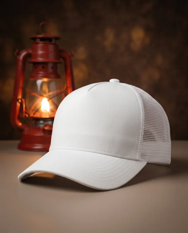 Elegant Hat Mockup with Vintage Lantern Glow