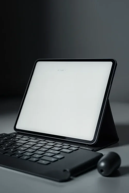 Sleek Mockup of Black iPad Pro with Realistic Accessories