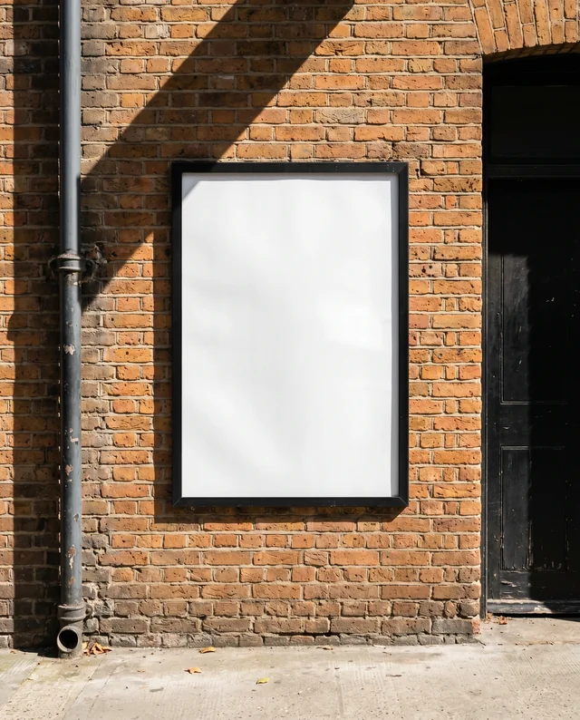Urban Poster Mockup on Weathered Brick Wall