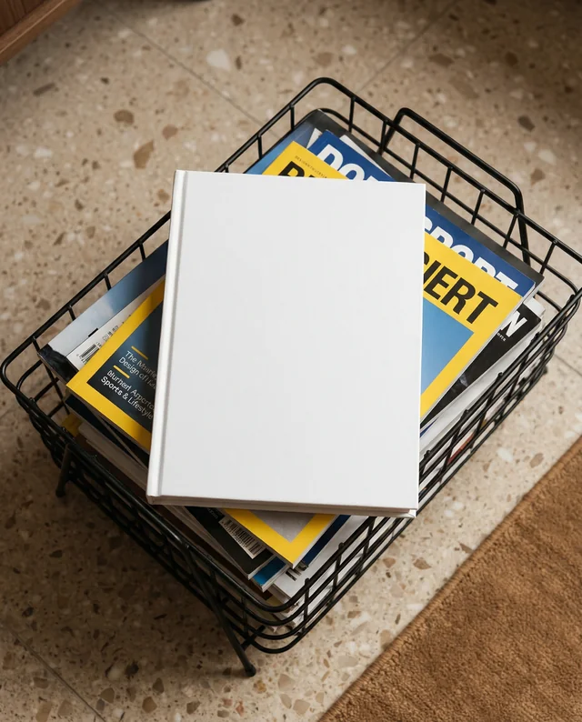 Cozy Living Space Mockup with Book and Magazines