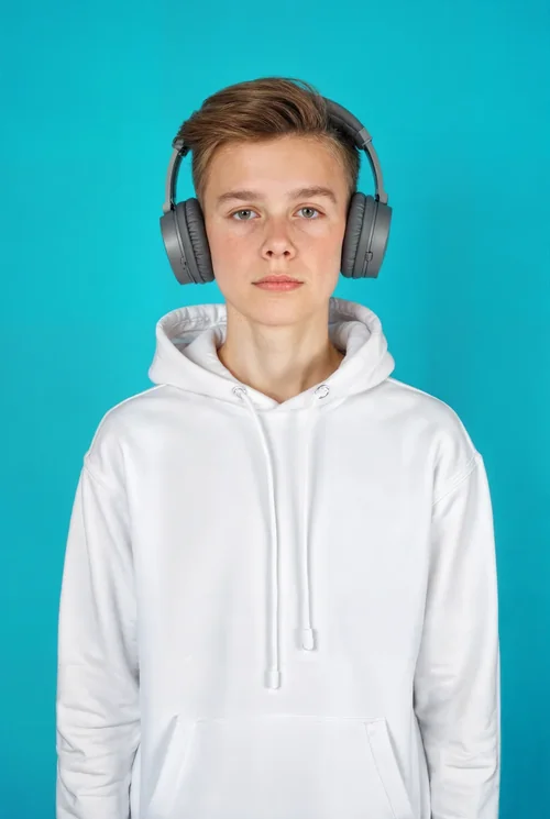 Vibrant Turquoise Background Mockup of a Hoodie