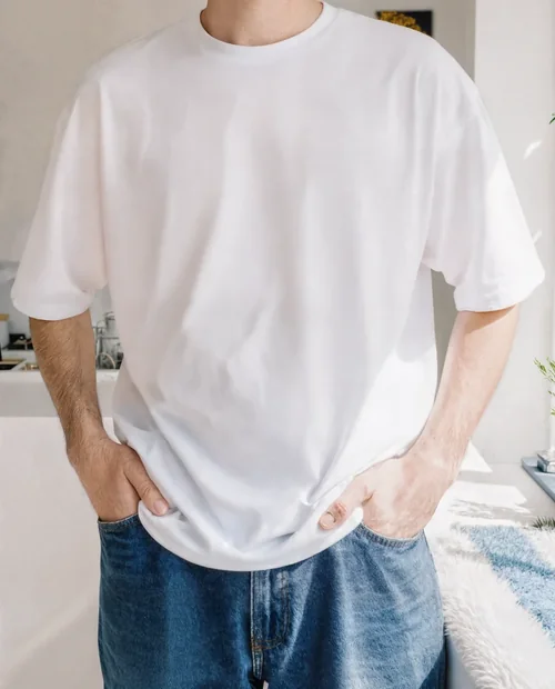 Stylish T-Shirt Mockup in Modern Interior Setting