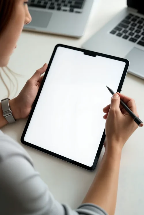 iPad Mockup: Close-Up of Digital Art Interaction