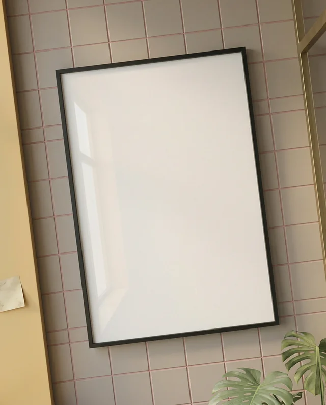 Elegant Mockup Poster with Black Frame and Green Plant