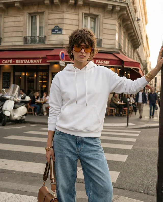Stylish Hoodie Mockup in Parisian Urban Scene