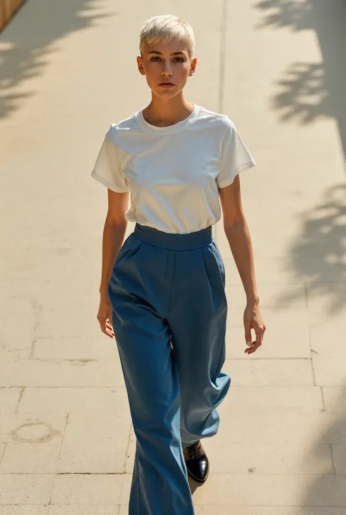 Stylish T-Shirt Mockup Featuring Confident Supermodel