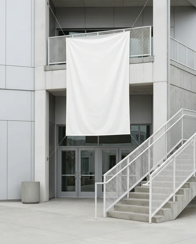 Modern Minimalist Architecture Mockup with Banner Display