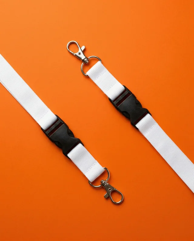 Modern Lanyard Mockup on Vibrant Orange Background