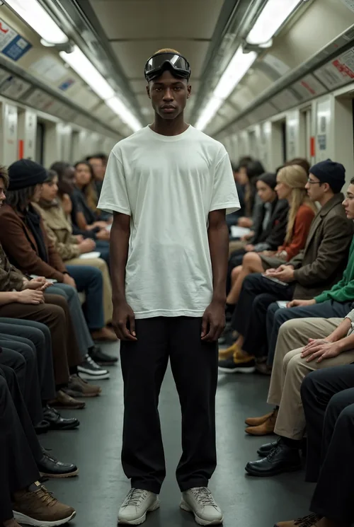 Urban Fashion Mockup T-Shirt in London Underground Scene