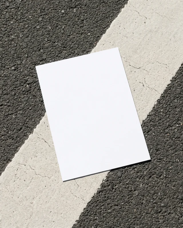 Minimalist Flyer Mockup on Textured Asphalt Surface