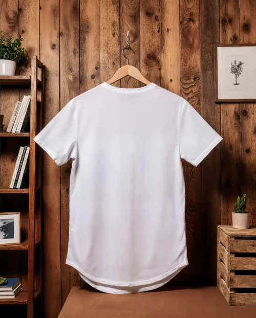 Rustic T-Shirt Mockup on Wooden Hanger