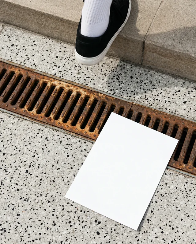 Stylish Black Sneaker Mockup with Flyer on Textured Surface