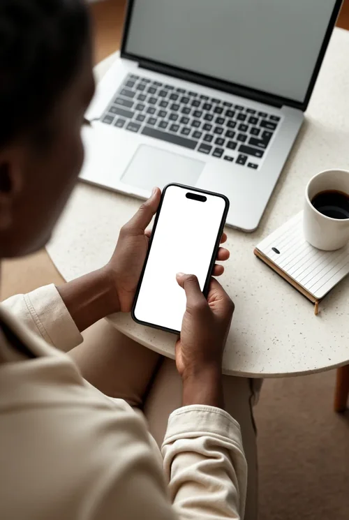 iPhone 16 Pro Max Mockup: Productive Tech Interaction