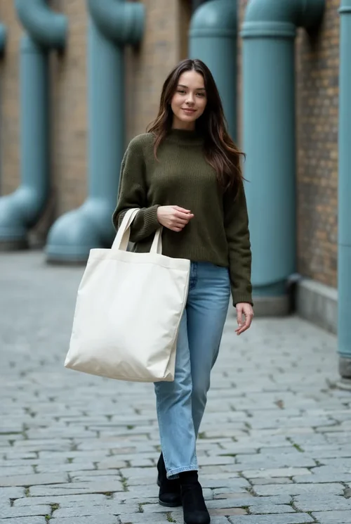 Stylish Mockup of a Tote Bag in Urban Setting