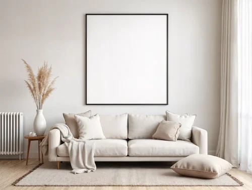 Minimalist Mockup Poster with Soft Beige Background Colors