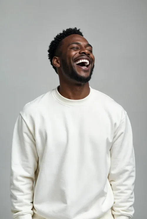 Joyful Man in a Soft Sweatshirt Mockup | Casual Style