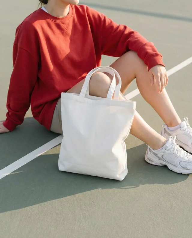 Casual Tote Bag Mockup on Basketball Court