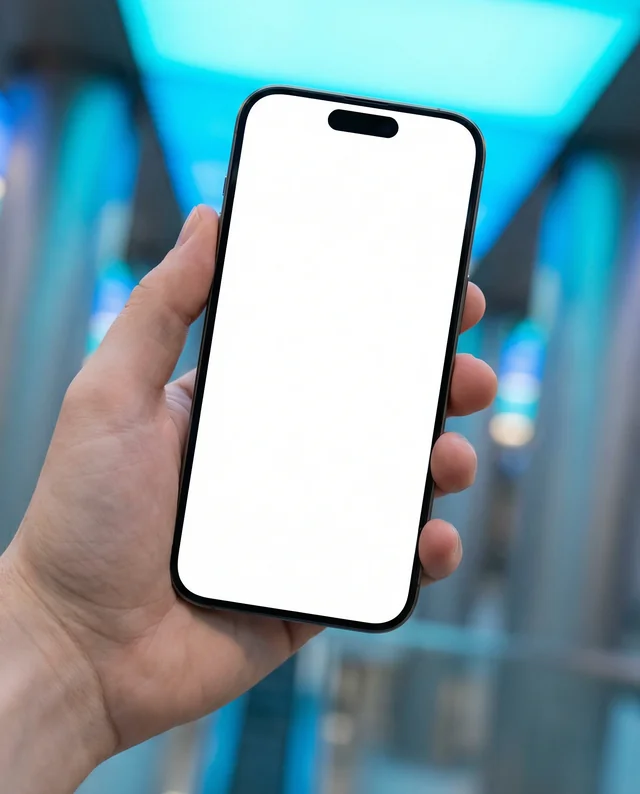 Modern iPhone Mockup in a Stylish Indoor Setting
