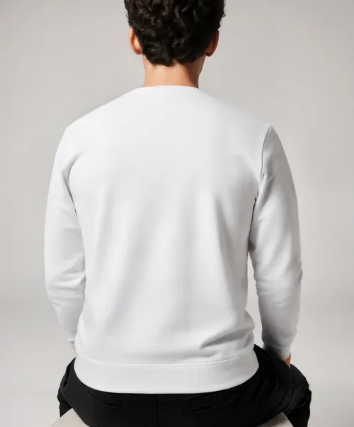 Mockup of a Young Man in a White Sweatshirt