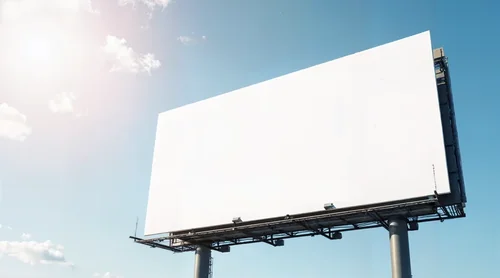 Mockup of a Blank Billboard Against a Blue Sky