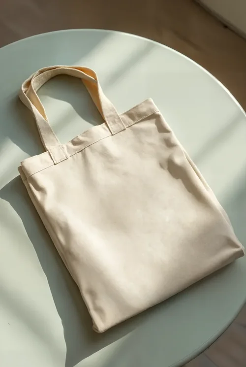 Elegant Beige Tote Bag Mockup for Stylish Displays