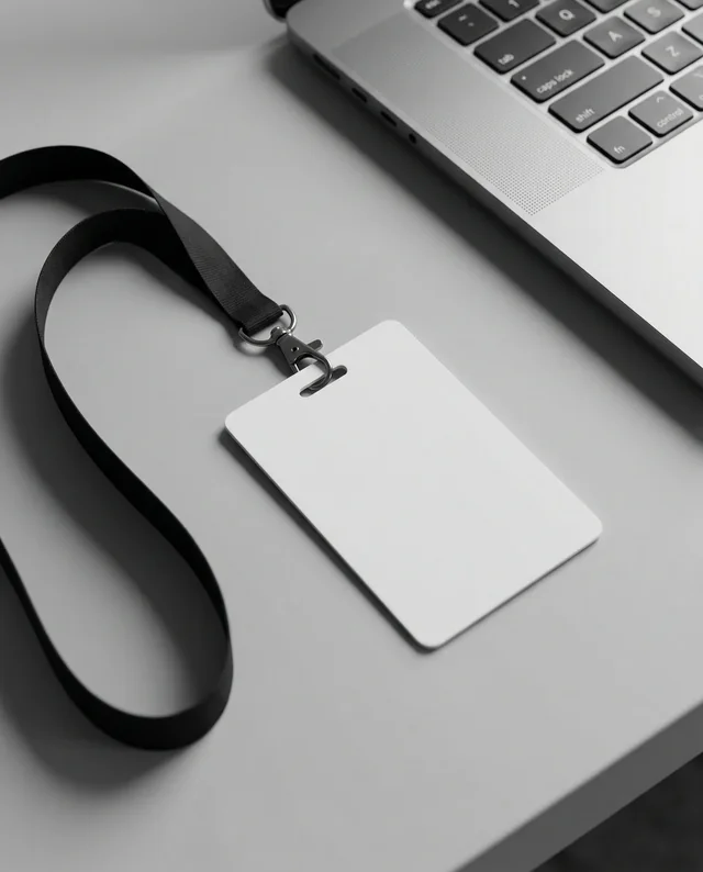 Minimalist Mockup of ID Card in Modern Workspace