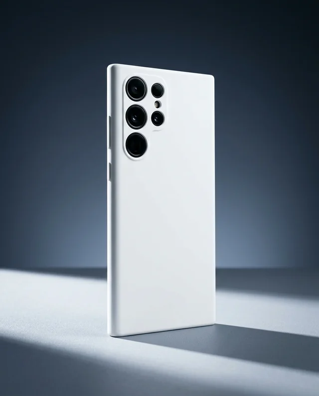 Sleek Modern Phone Cover Mockup on Minimalist Surface