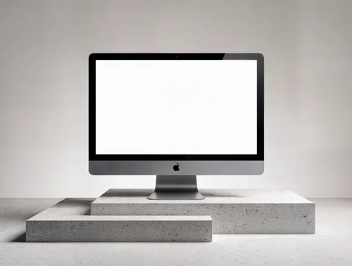 Sleek iMac Mockup on Modern Concrete Platforms
