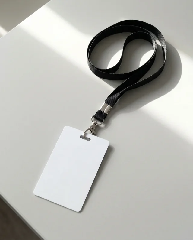 Elegant Black Lanyard Mockup with Blank ID Card Display