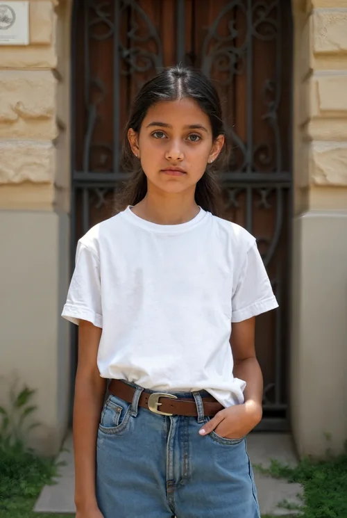 Mockup of T-Shirt Against Classic Stone Background Colors