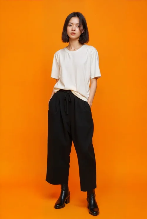 Vibrant Orange Background T-Shirt Mockup with Chic Colors