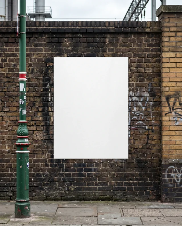 Urban Poster Mockup on Weathered Brick Wall Scene
